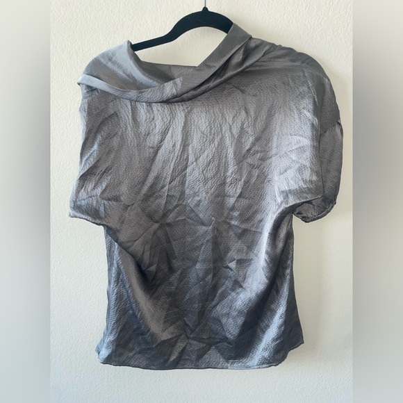 Etcetera dark grey 100% silk t shirt crew collared blouse - Picture 3 of 3